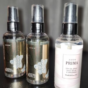 Avon Prima Dry Oil Spray Trio - Black and Gold $15each